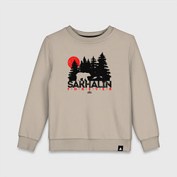 Свитшот хлопковый детский Sakhalin forever, цвет: миндальный