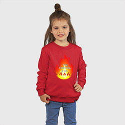 Свитшот хлопковый детский Ты горишь как огонь, цвет: красный — фото 2