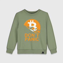 Свитшот хлопковый детский БИТКОИН НЕ ПАНИКУЕМ, цвет: авокадо