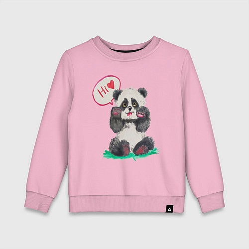 Детский свитшот Акварельная милая панда / Светло-розовый – фото 1
