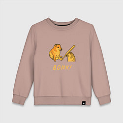 Свитшот хлопковый детский Doge Bonk go to horny jail, цвет: пыльно-розовый
