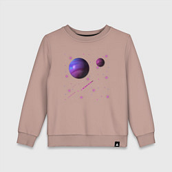 Свитшот хлопковый детский Космос Планеты, цвет: пыльно-розовый