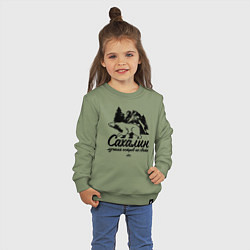 Свитшот хлопковый детский Сахалин - лучший остров, цвет: авокадо — фото 2