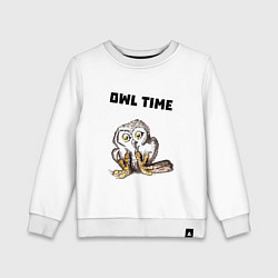 Свитшот хлопковый детский Owl time, цвет: белый