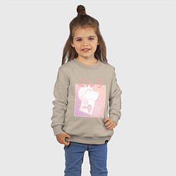 Свитшот хлопковый детский Vaporwave Strawberry Milk, цвет: миндальный — фото 2