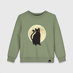 Свитшот хлопковый детский Moon Cat, цвет: авокадо