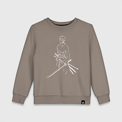 Свитшот хлопковый детский Лайн Арт Зоро из One Piece, цвет: утренний латте