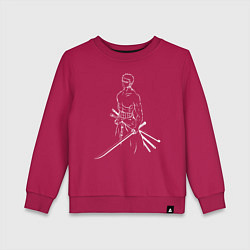 Свитшот хлопковый детский Лайн Арт Зоро из One Piece, цвет: маджента