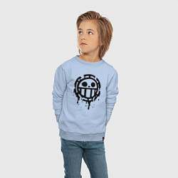 Свитшот хлопковый детский One Piece знак черной краской, цвет: мягкое небо — фото 2