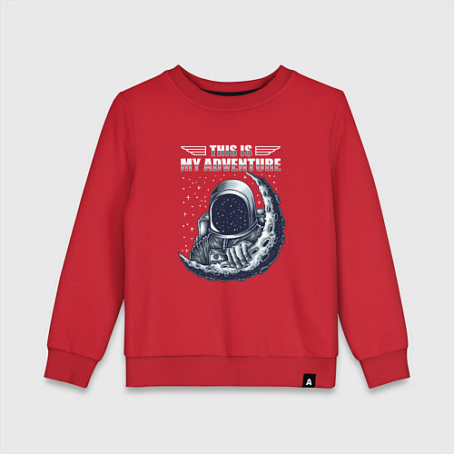 Детский свитшот Космонавт и луна / Красный – фото 1