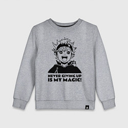 Свитшот хлопковый детский NEVER GIVING UP IS MY MAGIC!, цвет: меланж