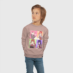 Свитшот хлопковый детский Girls Doki Doki коллаж, цвет: пыльно-розовый — фото 2
