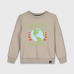 Свитшот хлопковый детский Respect Earth, цвет: миндальный