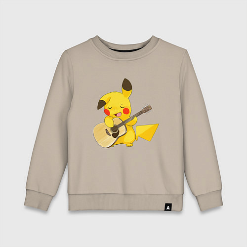 Детский свитшот Пикачу с гитарой / Миндальный – фото 1