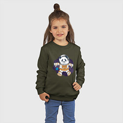 Свитшот хлопковый детский Милая Космическая Панда, цвет: хаки — фото 2