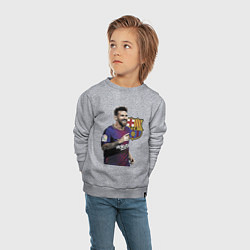 Свитшот хлопковый детский Lionel Messi Barcelona Argentina, цвет: меланж — фото 2