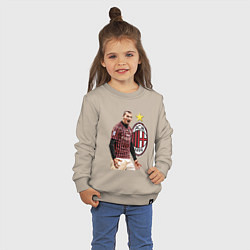 Свитшот хлопковый детский Zlatan Ibrahimovic Milan Italy, цвет: миндальный — фото 2