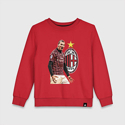 Свитшот хлопковый детский Zlatan Ibrahimovic Milan Italy, цвет: красный