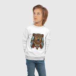 Свитшот хлопковый детский Славянский медведь, цвет: белый — фото 2