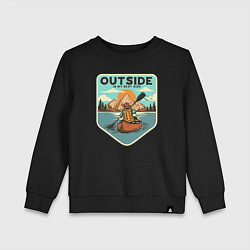 Свитшот хлопковый детский Один на реке, цвет: черный