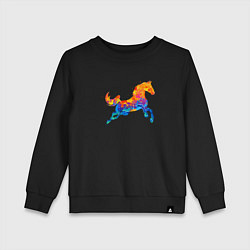 Свитшот хлопковый детский Конь цветной, цвет: черный
