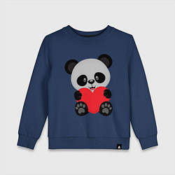 Свитшот хлопковый детский Love Панда, цвет: тёмно-синий