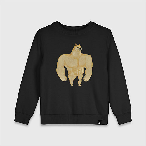 Детский свитшот Мем собака качок DOGE / Черный – фото 1