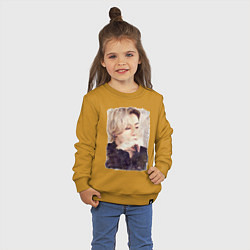 Свитшот хлопковый детский Задумчивый Чонгук, цвет: горчичный — фото 2
