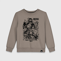 Свитшот хлопковый детский Персонажи Ван-Пис Большой куш, цвет: утренний латте