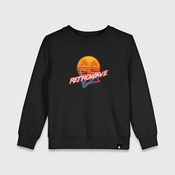 Свитшот хлопковый детский Retrowave style, цвет: черный
