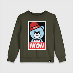 Свитшот хлопковый детский IKON YG Bear Dope, цвет: хаки