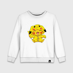 Свитшот хлопковый детский Милый пикачу, цвет: белый