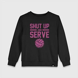 Свитшот хлопковый детский Shut Up And Serve, цвет: черный