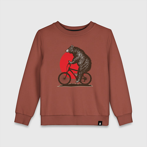 Детский свитшот Медведь на велосиеде / Кирпичный – фото 1