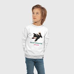 Свитшот хлопковый детский Дистанция с собакой, цвет: белый — фото 2