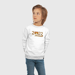 Свитшот хлопковый детский Год Тигра 2022 с мордочкой, цвет: белый — фото 2