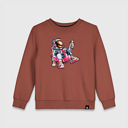 Свитшот хлопковый детский Космонавт на реклаксе, цвет: кирпичный