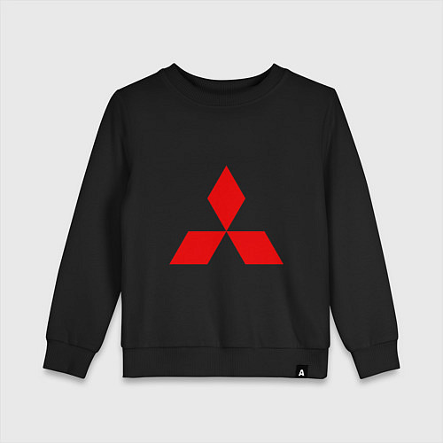 Детский свитшот Красный логотип Митсубиси / Черный – фото 1
