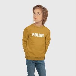 Свитшот хлопковый детский POLIZEI Полиция Надпись Белая, цвет: горчичный — фото 2