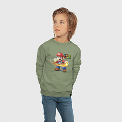 Свитшот хлопковый детский Марио очень крутой!, цвет: авокадо — фото 2