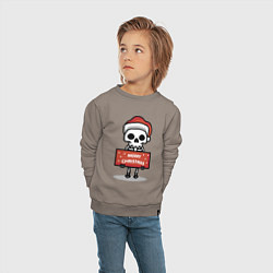 Свитшот хлопковый детский Merry Christmas joke, цвет: утренний латте — фото 2