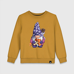 Свитшот хлопковый детский Гном с мухомором, цвет: горчичный