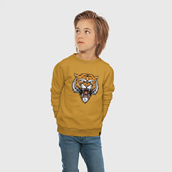 Свитшот хлопковый детский Ghost Tiger, цвет: горчичный — фото 2
