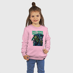 Свитшот хлопковый детский Скелетон с косой, цвет: светло-розовый — фото 2