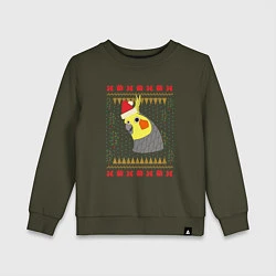 Свитшот хлопковый детский Рождественский свитер Корелла, цвет: хаки