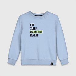 Свитшот хлопковый детский Eat Sleep Marketing Repeat, цвет: мягкое небо