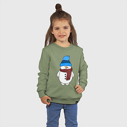 Свитшот хлопковый детский Снеговик в шапочке, цвет: авокадо — фото 2