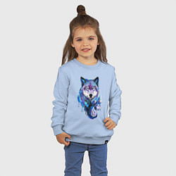 Свитшот хлопковый детский Волк акварель, цвет: мягкое небо — фото 2