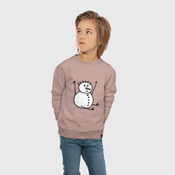 Свитшот хлопковый детский Снеговик в дудл-стиле, цвет: пыльно-розовый — фото 2