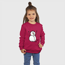 Свитшот хлопковый детский Снеговик в дудл-стиле, цвет: маджента — фото 2